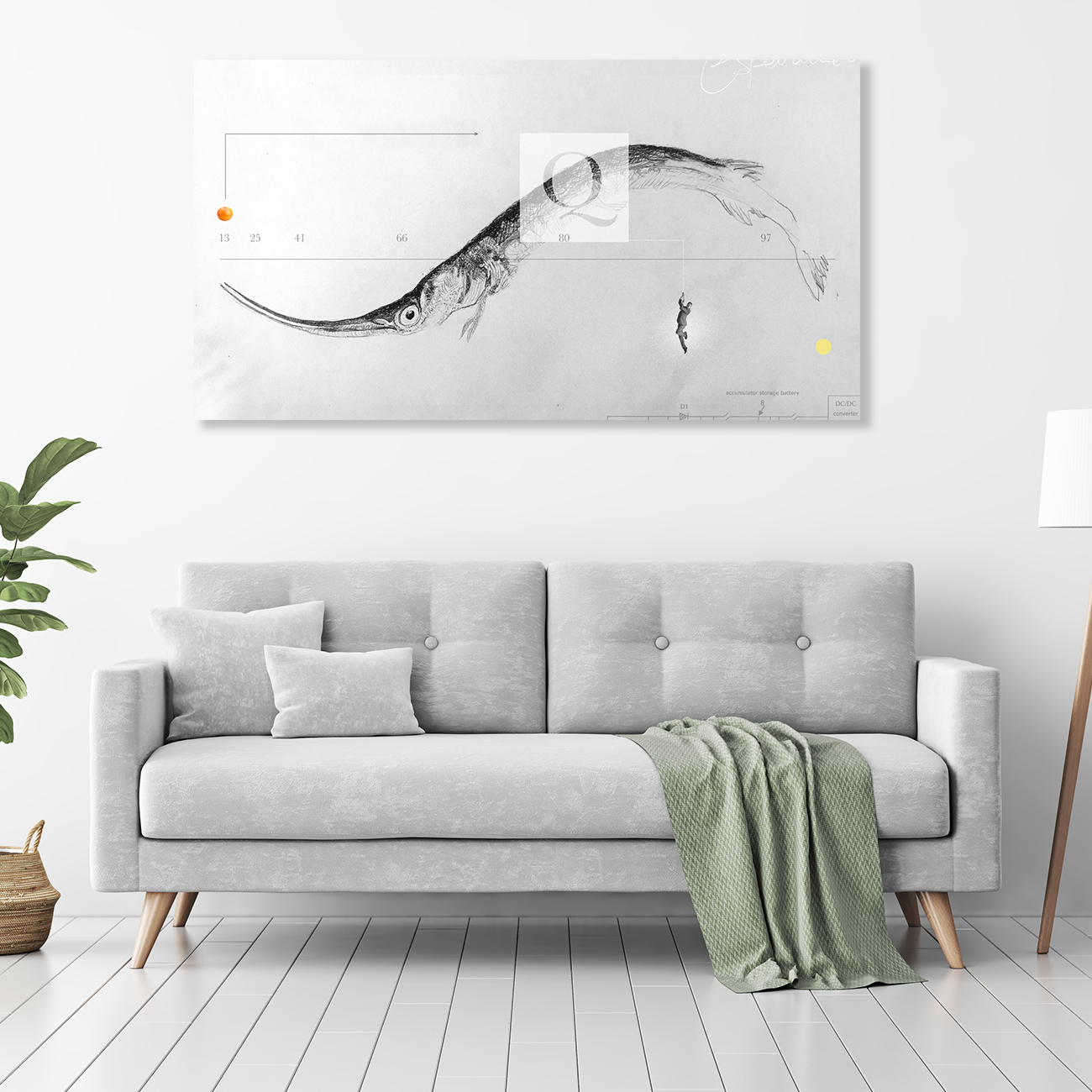 amplitude graphic on a wall