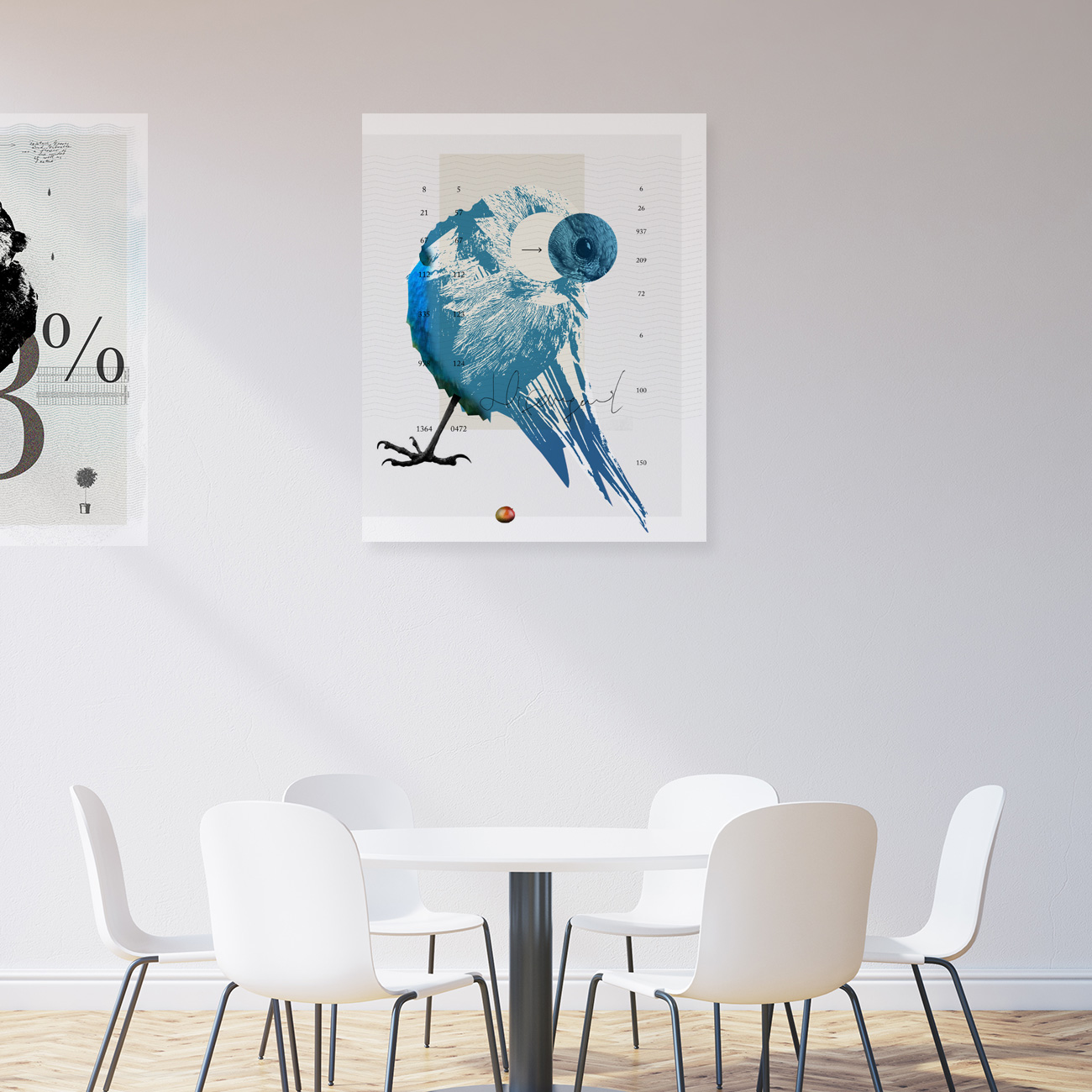 bird graphic on a wall